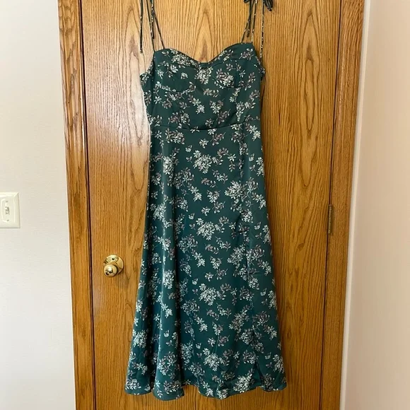 Green Floral Slip Midi Dress - Picture 2 of 8